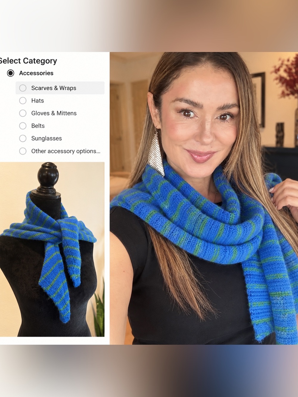 Free People, cozy cable triangle scarf